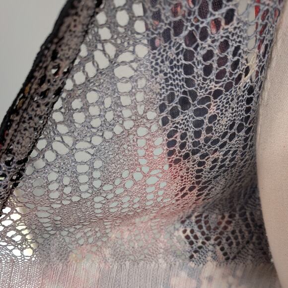 Alberto Makali Cardigan Sweater M Black Red Babydoll Silk Tie Feminine Fairy - Picture 11 of 16